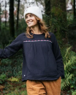 Petal Bio-Baumwoll-Langarmshirt - Schwarz