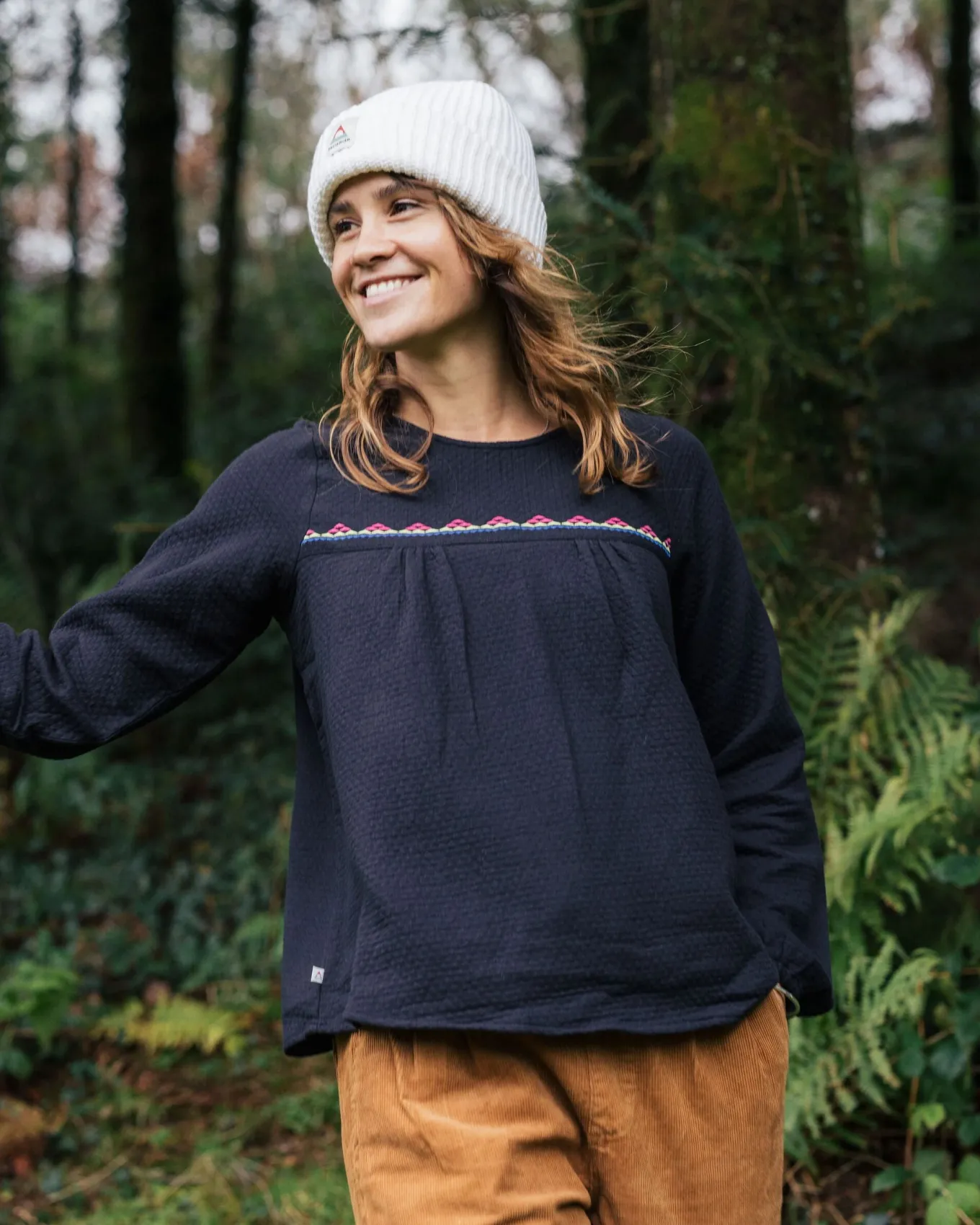 Petal Bio-Baumwoll-Langarmshirt - Schwarz