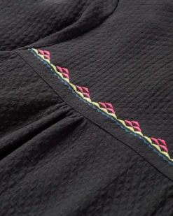 Petal Bio-Baumwoll-Langarmshirt - Schwarz