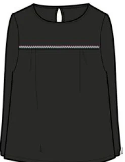 Petal Bio-Baumwoll-Langarmshirt - Schwarz