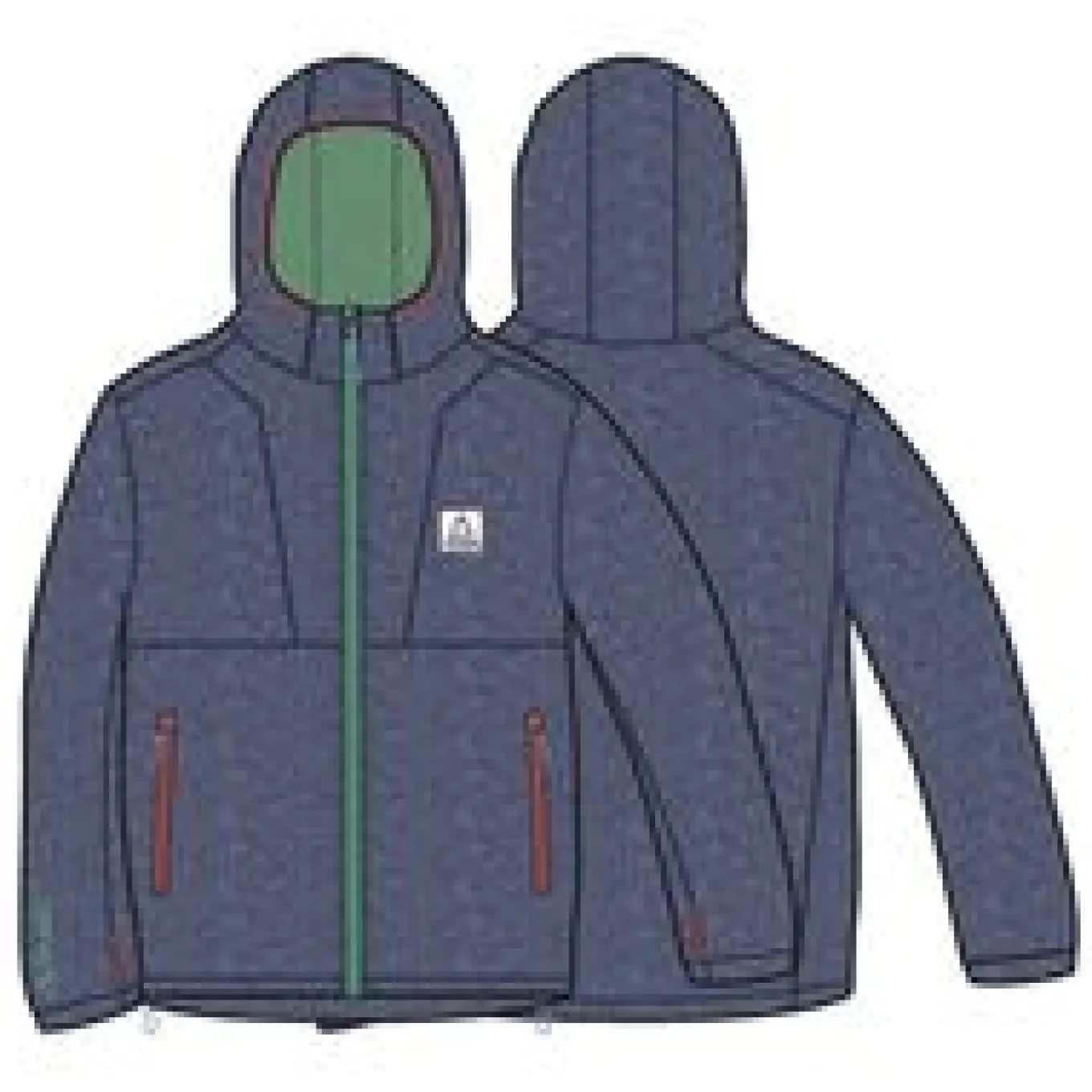 Pinegrove recyceltes Polartec® Fleece Hoodie - Dunkel Meliertes Denim