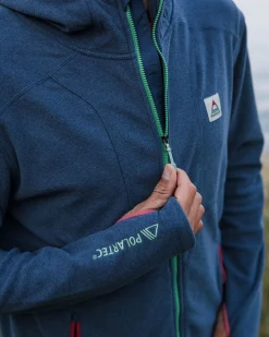 Pinegrove recyceltes Polartec® Fleece Hoodie - Dunkel Meliertes Denim