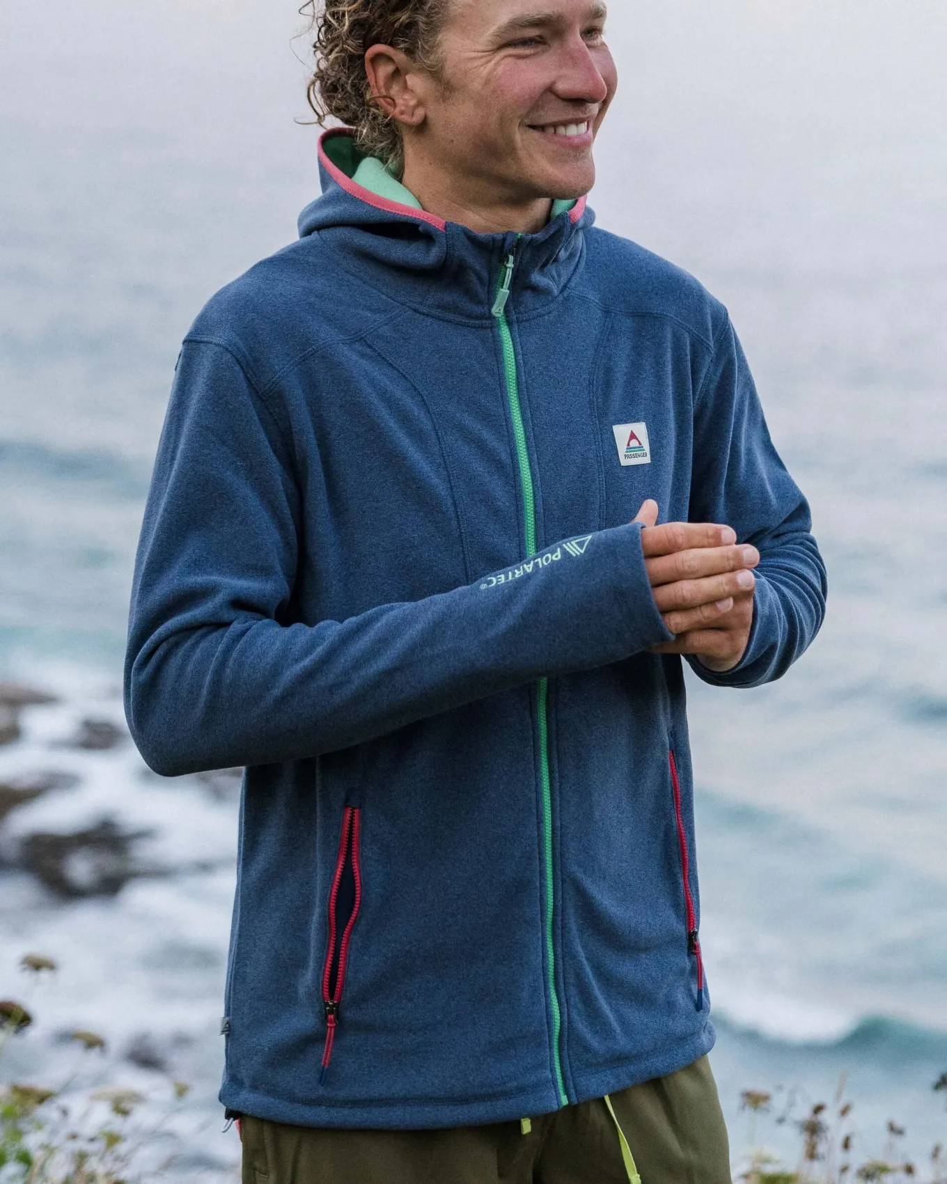 Pinegrove recyceltes Polartec® Fleece Hoodie - Dunkel Meliertes Denim