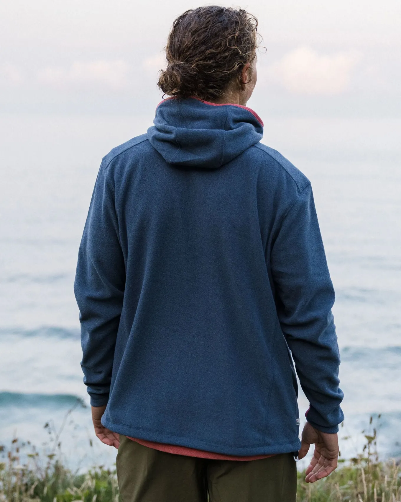 Pinegrove recyceltes Polartec® Fleece Hoodie - Dunkel Meliertes Denim