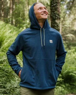 Point recycelter Grid Polar Fleece Kapuzenpullover - Dunkler Denim