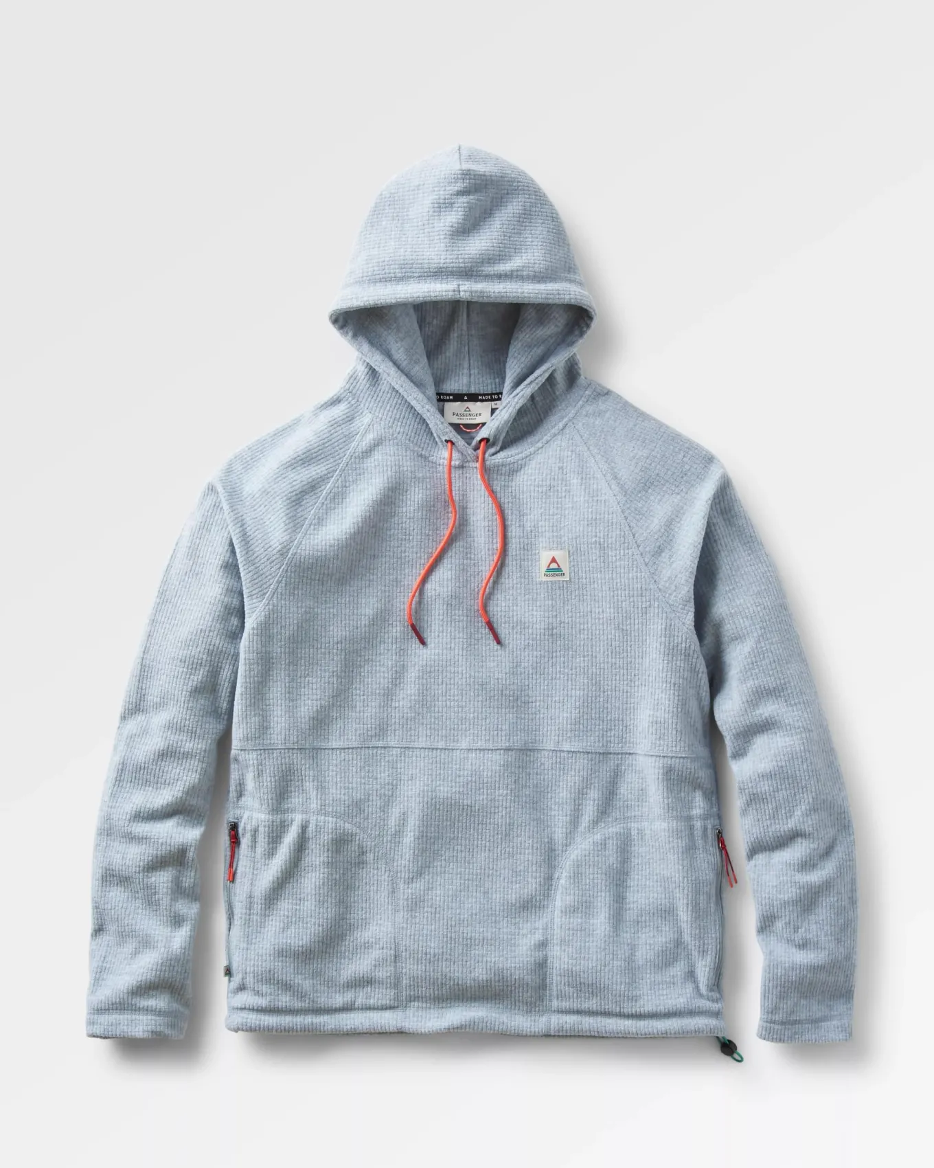 Point recycelter Grid Polar Fleece Kapuzenpullover - Graumeliert