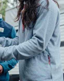 Point recycelter Grid Polar Fleece Kapuzenpullover - Graumeliert
