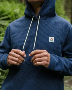 Point recycelter Grid Polar Fleece Kapuzenpullover - Dunkler Denim
