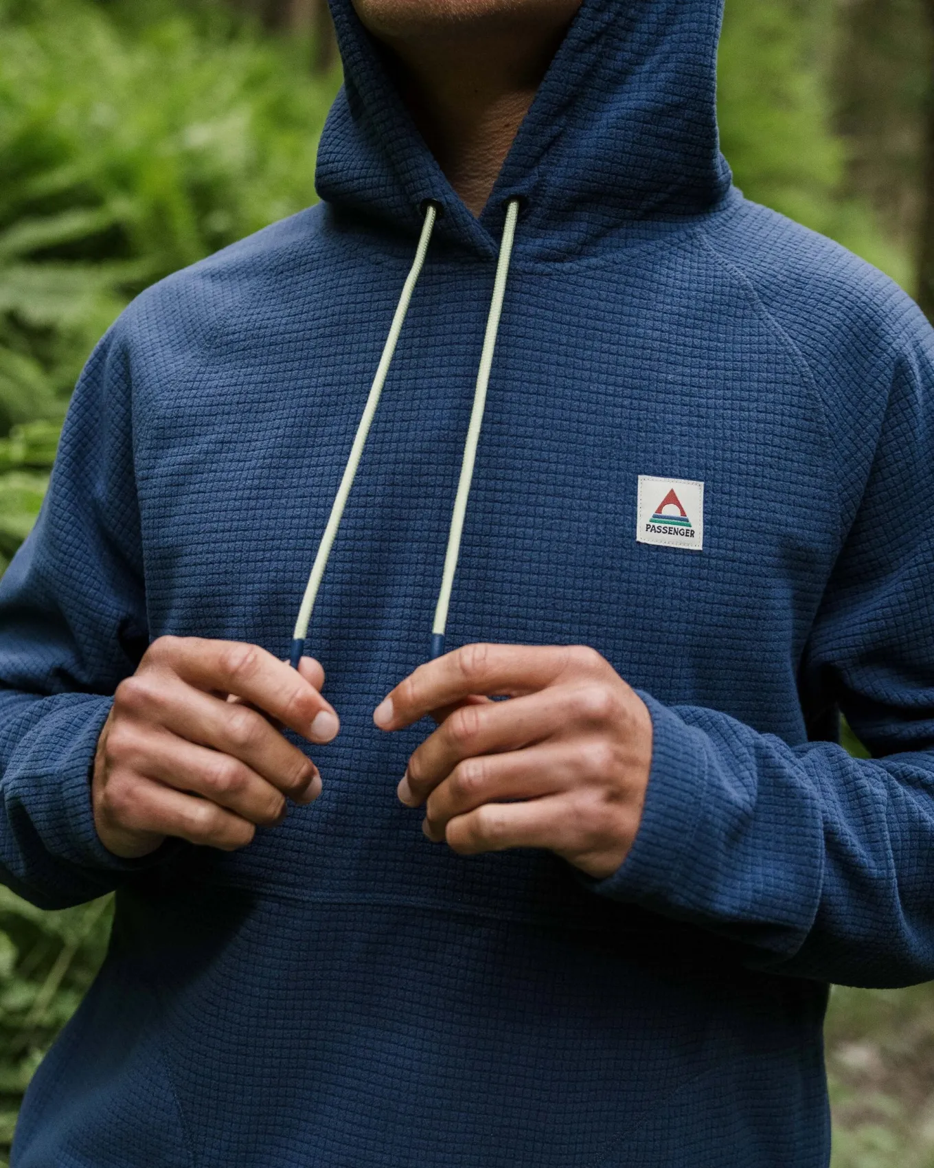 Point recycelter Grid Polar Fleece Kapuzenpullover - Dunkler Denim