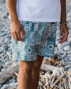Porto recycelte Allzweck-Badehose - Vintage Patchwork Dunkler Wald