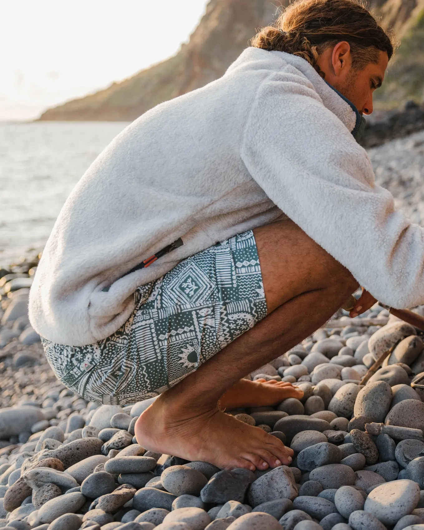Porto recycelte Allzweck-Badehose - Vintage Patchwork Dunkler Wald