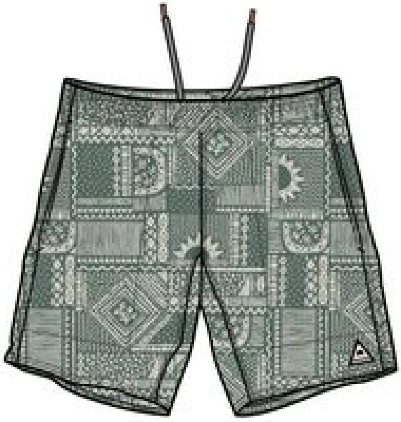 Porto recycelte Allzweck-Badehose - Vintage Patchwork Dunkler Wald