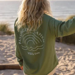 Rainbow Recyceltes Baumwolle Oversized Sweatshirt - Dunkles Efeu