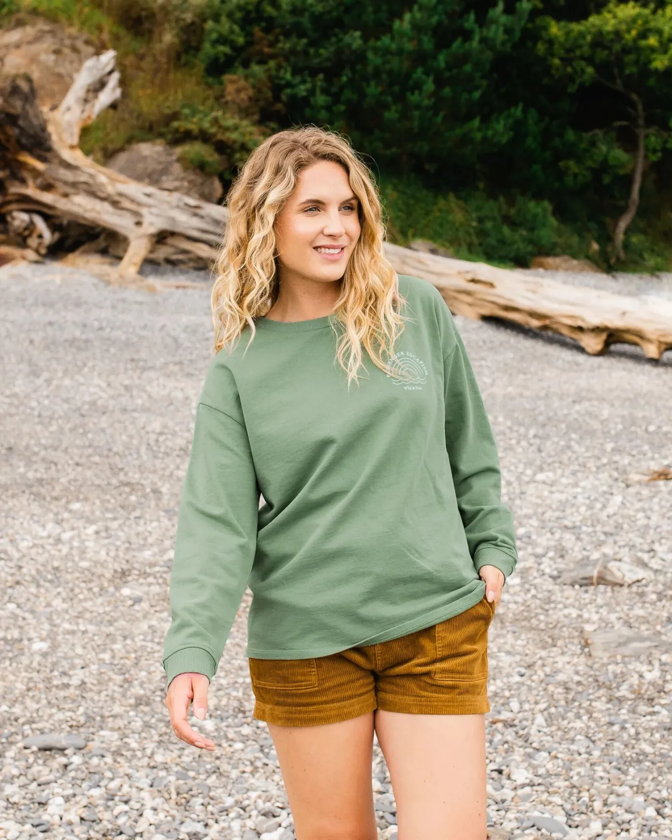 Rainbow Recyceltes Baumwolle Oversized Sweatshirt - Dunkles Efeu