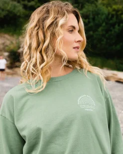 Rainbow Recyceltes Baumwolle Oversized Sweatshirt - Dunkles Efeu