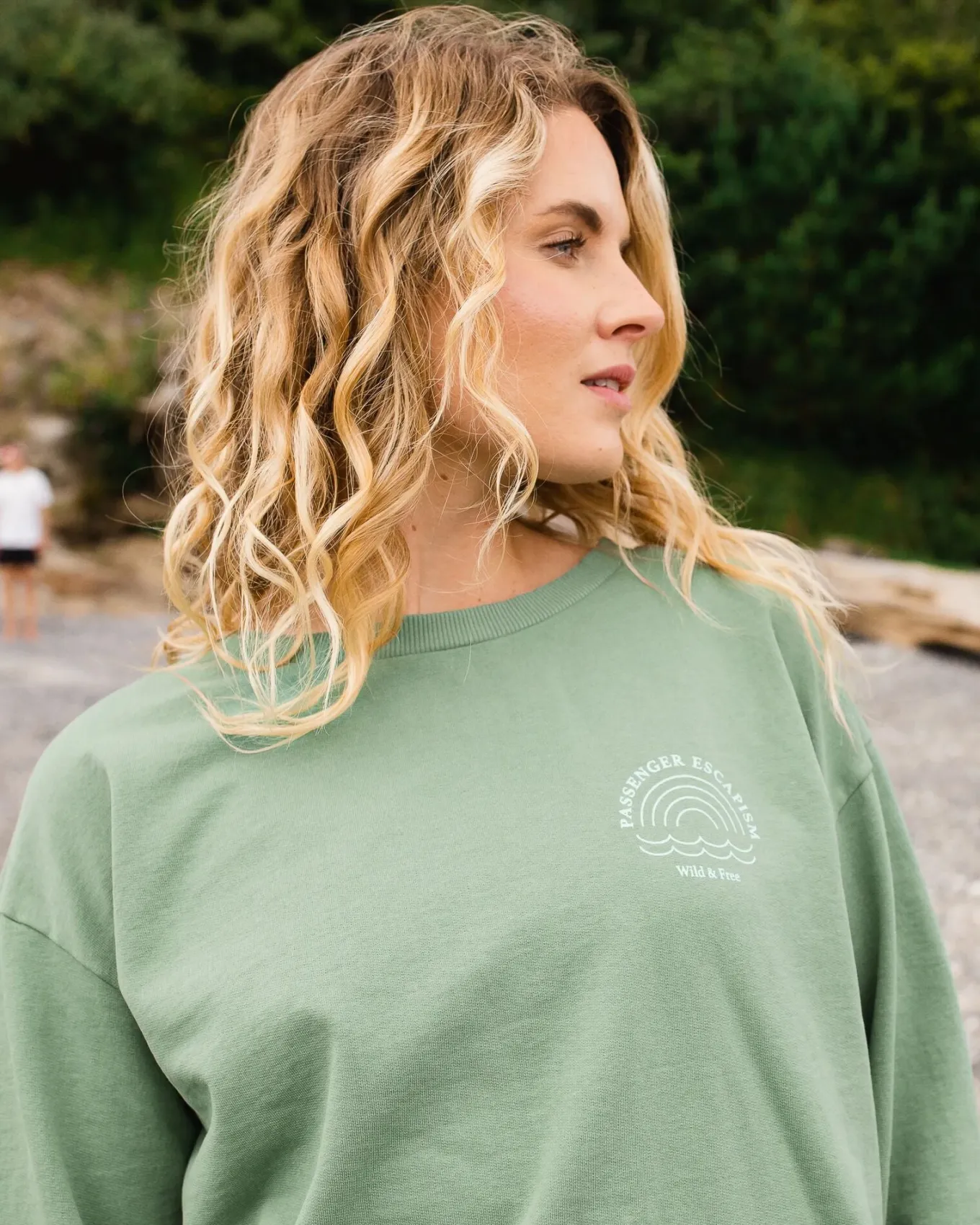 Rainbow Recyceltes Baumwolle Oversized Sweatshirt - Dunkles Efeu