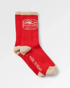 Rambler Natürliche Mittelschwere Crew-Socken - Roter Ocker