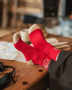 Rambler Natürliche Mittelschwere Crew-Socken - Roter Ocker