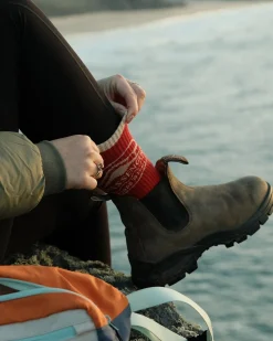 Rambler Natürliche Mittelschwere Crew-Socken - Roter Ocker
