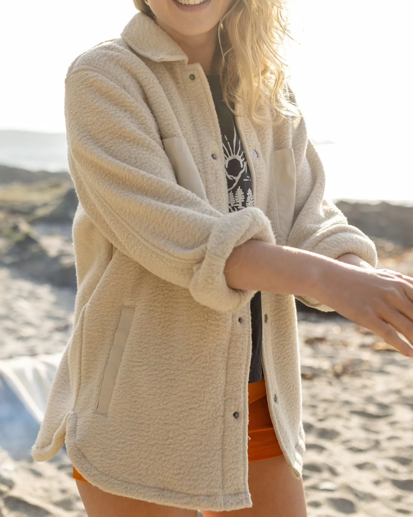 Rappel Recyceltes Sherpa Oversized Hemd - Hafermehl