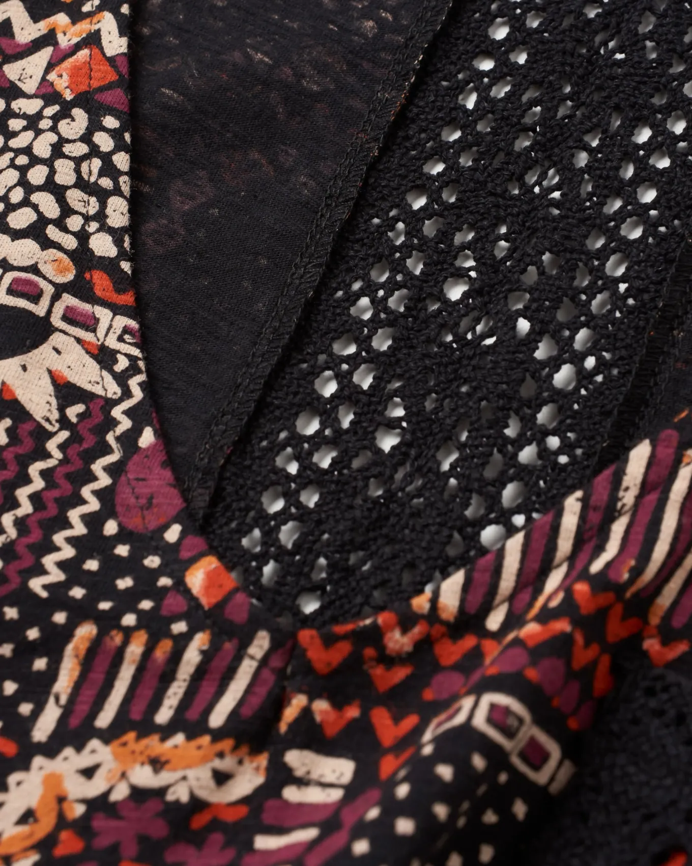 Rivergate recyceltes Baumwollkleid - Vintage Patchwork Schwarz/Mehrfarbig
