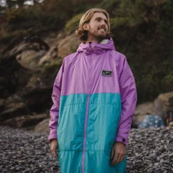 Roaming recycelter Sherpa-Surfponcho - Viridiangrün/Orchidee