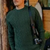 Sandbar Kabelstrickpullover - Tannengrün