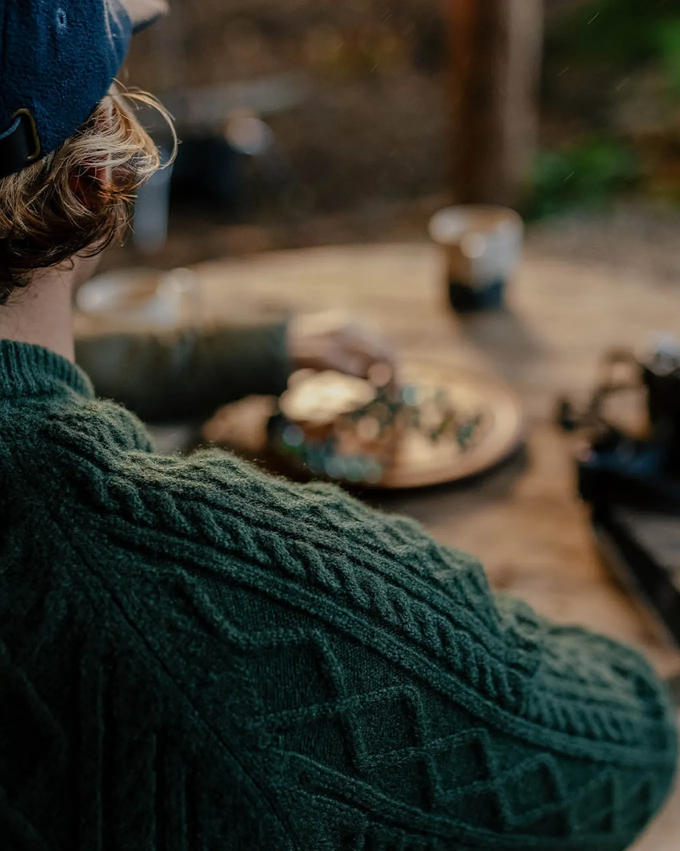 Sandbar Kabelstrickpullover - Tannengrün