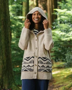 Snoozle Recycelter gestrickter Kapuzencardigan - Hafermehl
