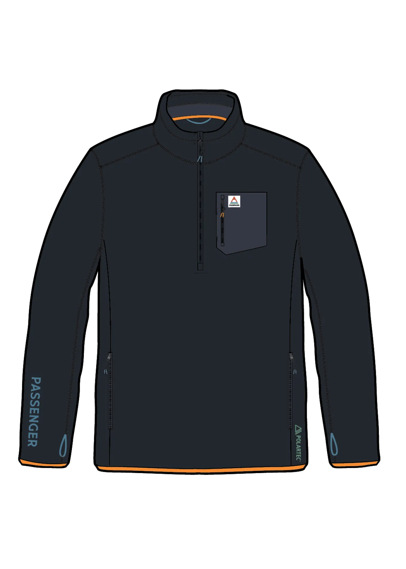 Solitude Recycelter Polartec® Fleece Pullover - Schwarz