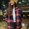Stella Bio-Baumwoll-Langarmshirt - Reiches Marineblau/ Roter Ocker Karo