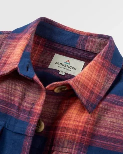 Stella Bio-Baumwoll-Langarmshirt - Reiches Marineblau/ Roter Ocker Karo