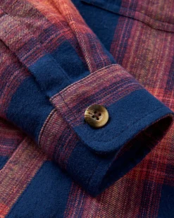 Stella Bio-Baumwoll-Langarmshirt - Reiches Marineblau/ Roter Ocker Karo