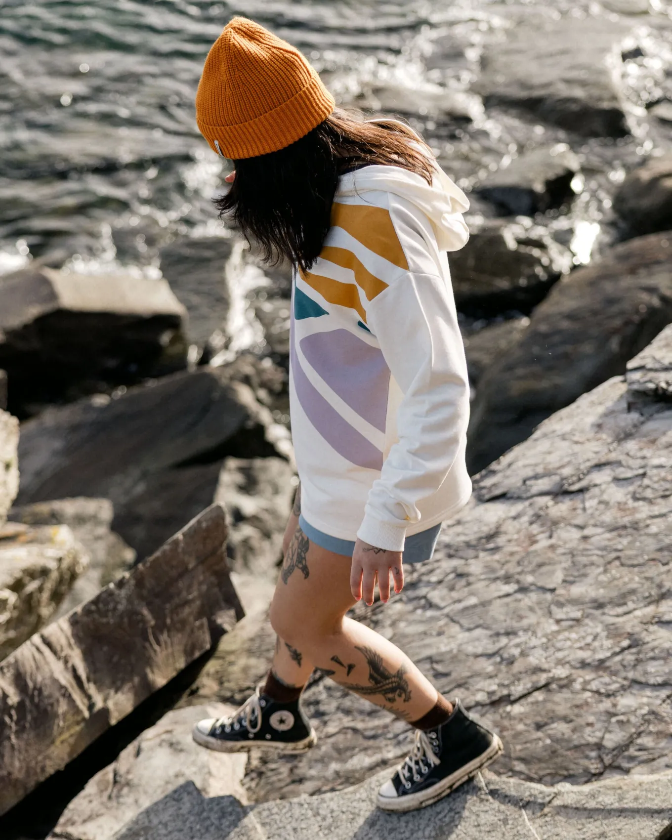 Sunsets Bio-Baumwoll-Hoodie - Marshmallow