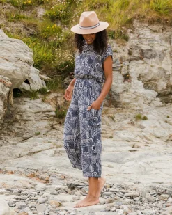 Thimbleberry Jumpsuit - Vintage Patchwork Marineblau