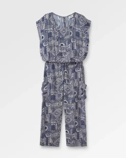 Thimbleberry Jumpsuit - Vintage Patchwork Marineblau