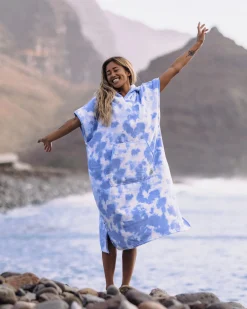 Tulum Recycelter Surf-Poncho - Tie Dye Kornblume