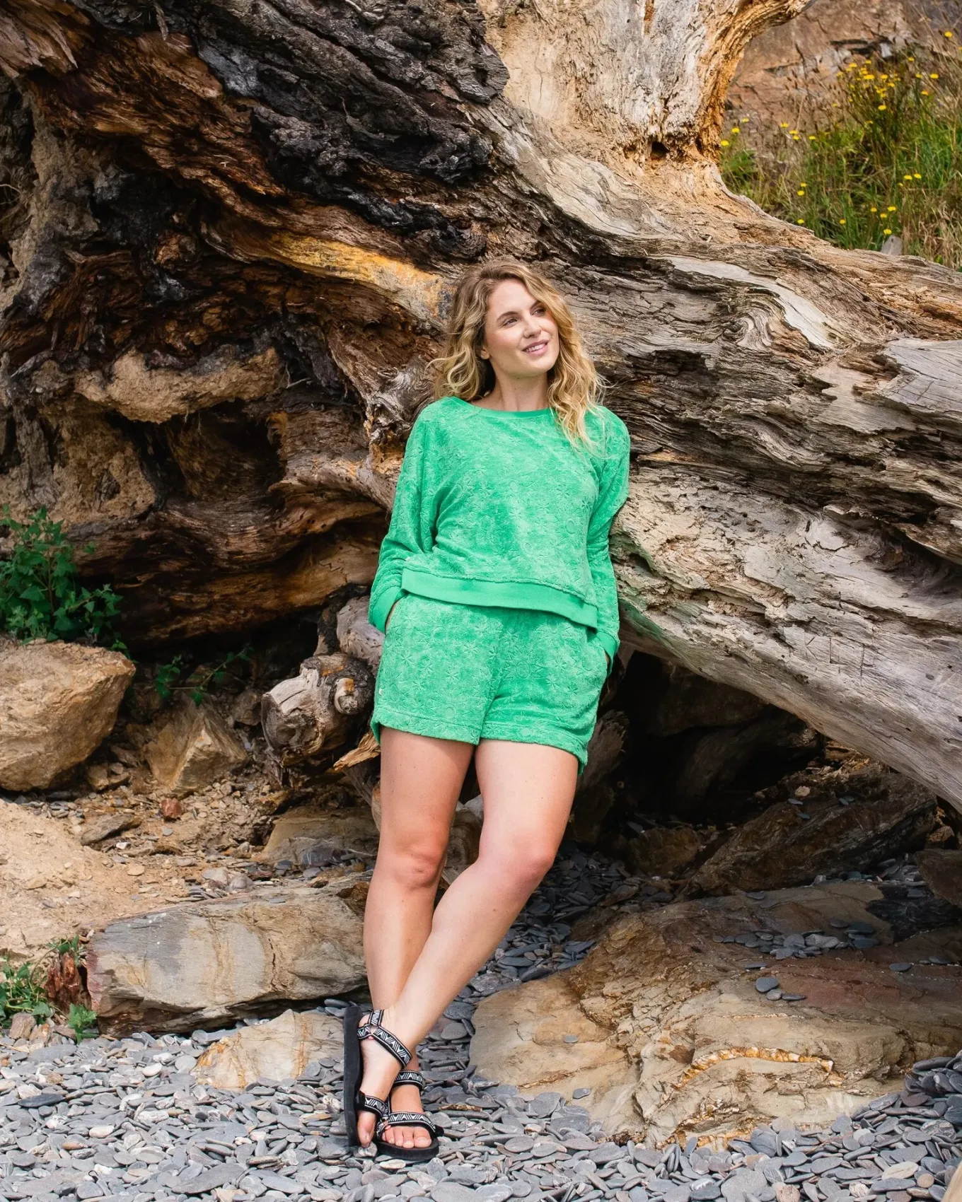 Vibes Texturierte Shorts - Grüne Fichte