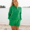 Vibes Texturiertes Langarmshirt - Grüne Fichte