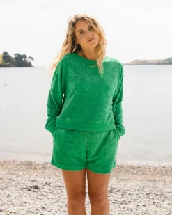 Vibes Texturiertes Langarmshirt - Grüne Fichte