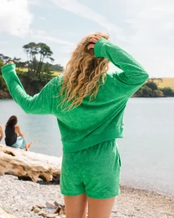 Vibes Texturiertes Langarmshirt - Grüne Fichte