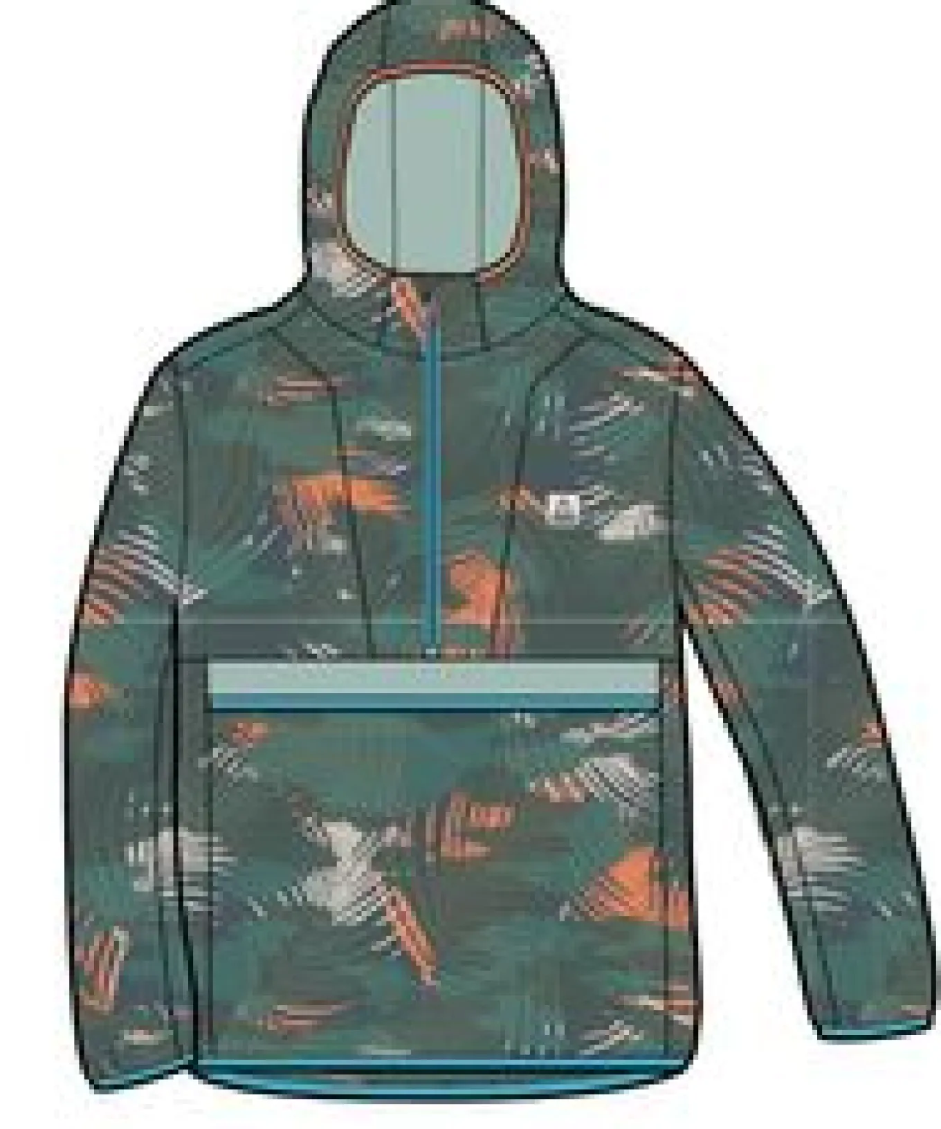 Viento Recycelte Windjacke Anorak - Palm Camo Tiefsee