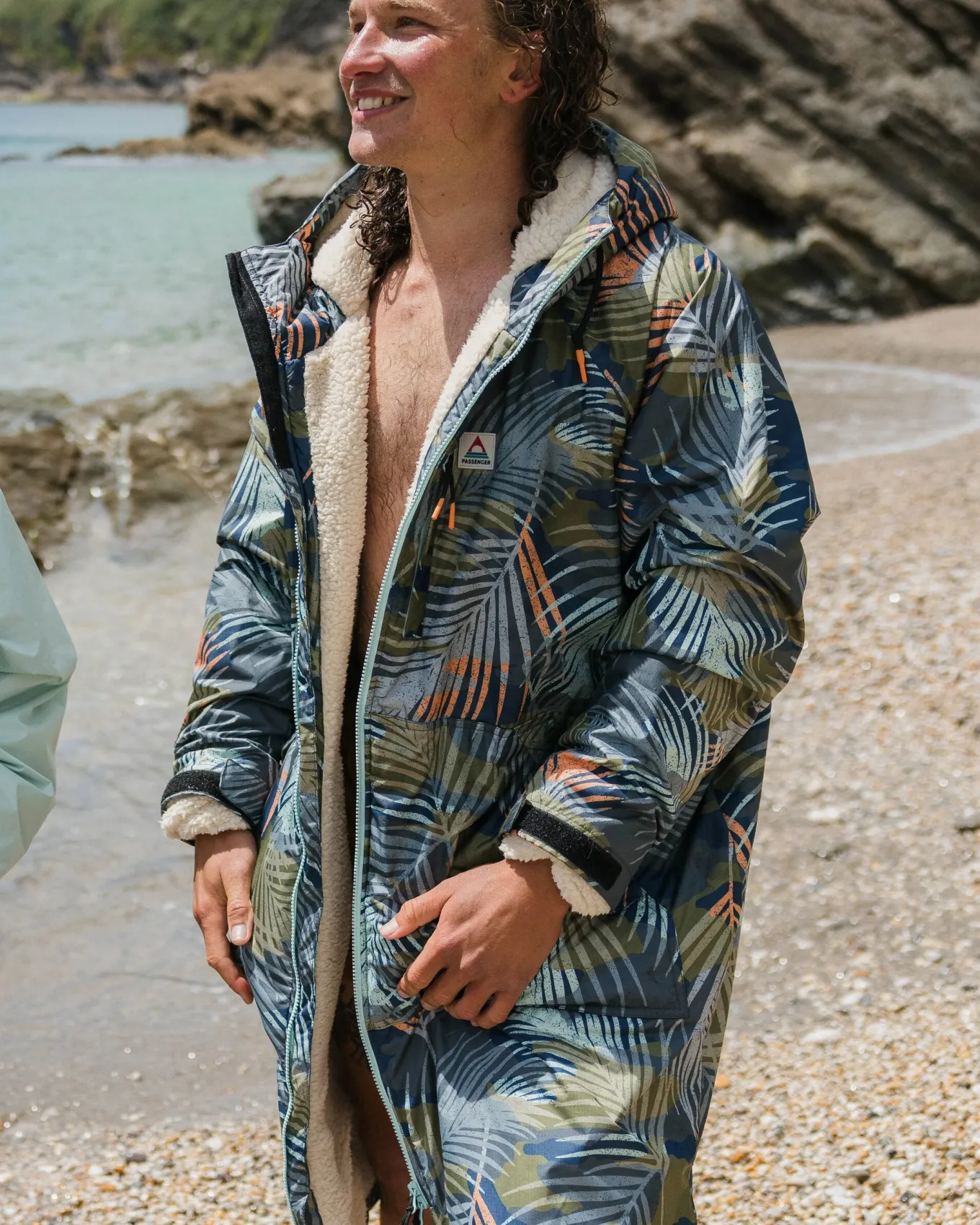 Waves Recycled Sherpa Lined Changing Robe - Palm Camo Apricot