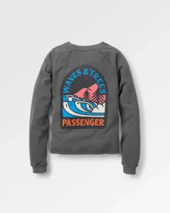 Waves u0026 Trees Recyceltes Baumwoll-Sweatshirt - Holzkohle