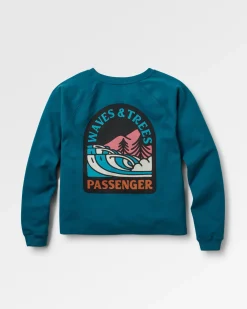 Waves u0026 Trees Recyceltes Baumwoll-Sweatshirt - Gezeitenblau