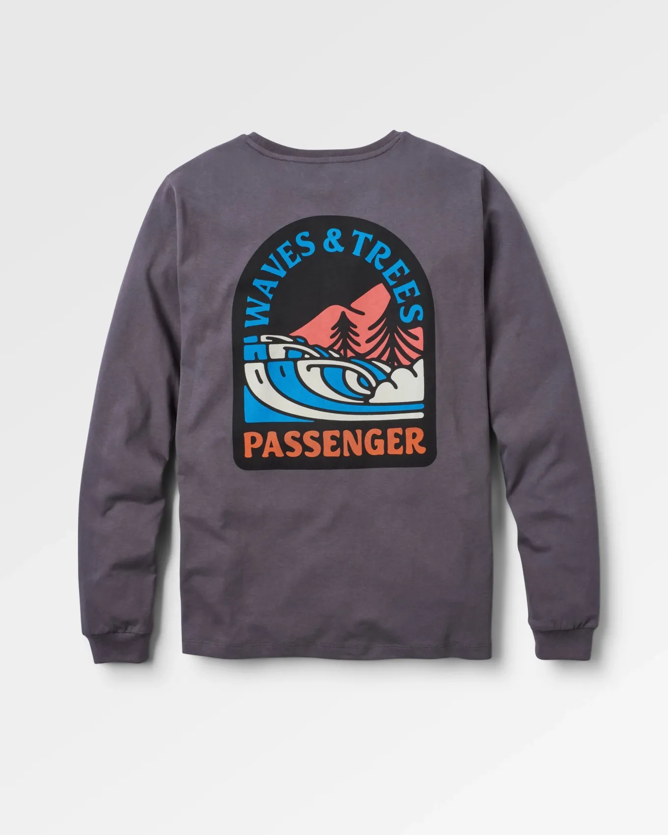 Waves u0026 Trees Recyceltes Langarmshirt - Holzkohle