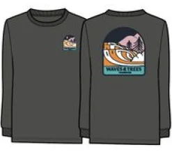 Waves u0026 Trees Recyceltes Langarmshirt - Holzkohle