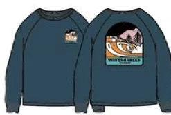 Waves u0026 Trees Recyceltes Baumwoll-Sweatshirt - Gezeitenblau