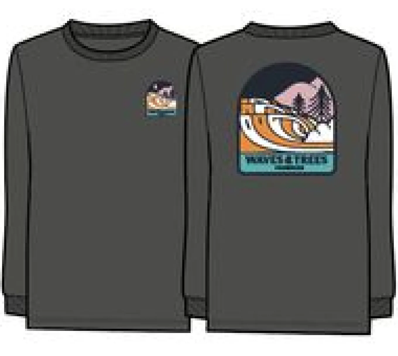 Waves u0026 Trees Recyceltes Langarmshirt - Holzkohle
