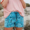Way Out Recycelte Allzweck-Shorts - Vintage Patchwork Blau Pool